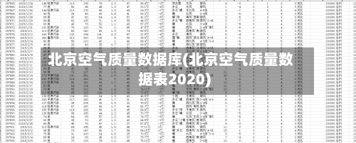 北京空气质量数据库(北京空气质量数据表2020)-第2张图片