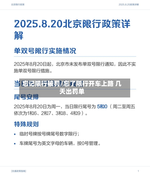 忘记限行被罚/忘了限行开车上路 几天出罚单-第1张图片